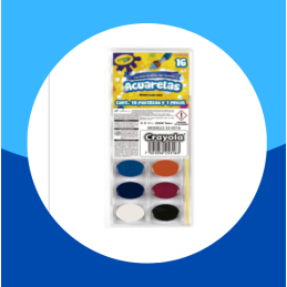 ACUARELAS ESCOLARES CRAYOLA LAVABLES 16 COLORES