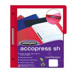 CARPETA T PRESSB CARTA MC ACCO C/BROCHE 8CMS SIN PERCALINA ROJA