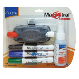 MARCADOR MAGISTRAL DIDACTICO P/PIZARRON 4PZ+BORRADOR+LIQUIDO LIMPIADOR