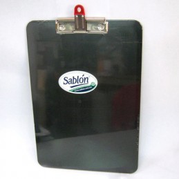 TABLA PLASTICA SABLON CLIP CARTA CON BROCHE NEGRA